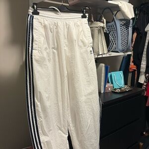 adidas White Track Pants with Black Stripes